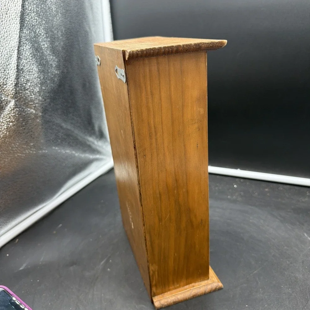 VTG Wood Small Counter Top 3 Drawer Storage Caddy Iron Scroll Drawers Grannycore